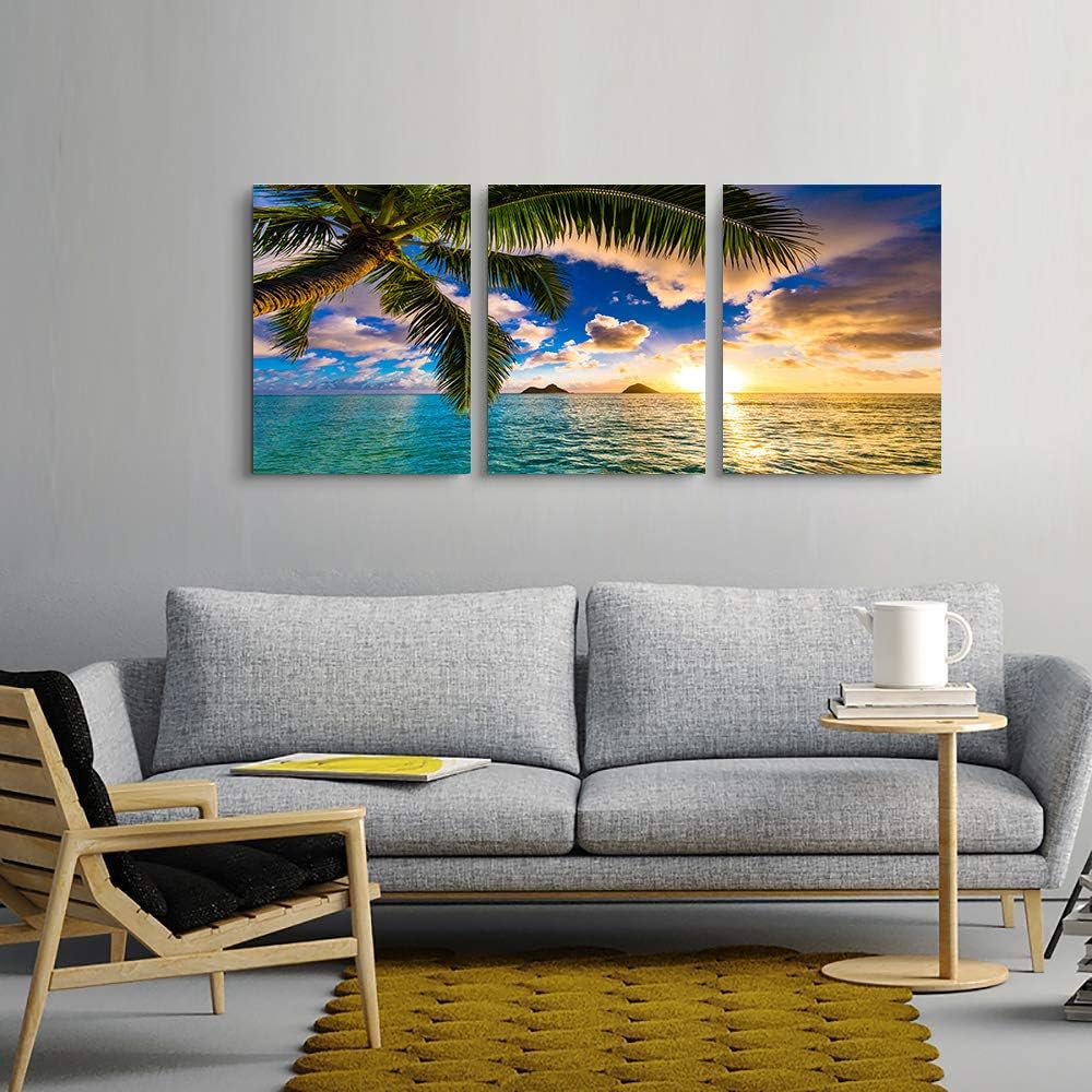 See Beach Sunset Wall Art Art 3 Panel Beach Canvas Wall Art For