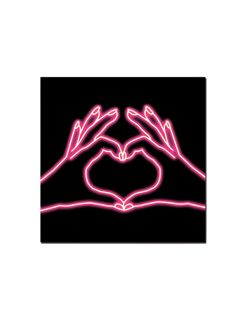 Atiq Love And Neon, Wall Art Painting, Black/Pink, Wood, 1piece Best Price Arts