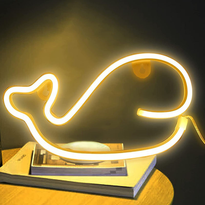 Whales Lamp, Neon Sign, White, Acrylic - Best Price Arts