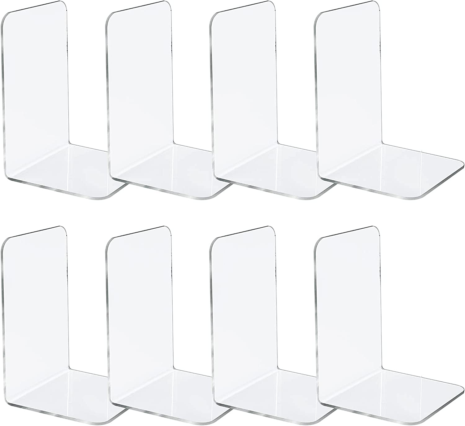 Bookends, Clear Acrylic Bookends for Shelves, Plastic Bookends for Home