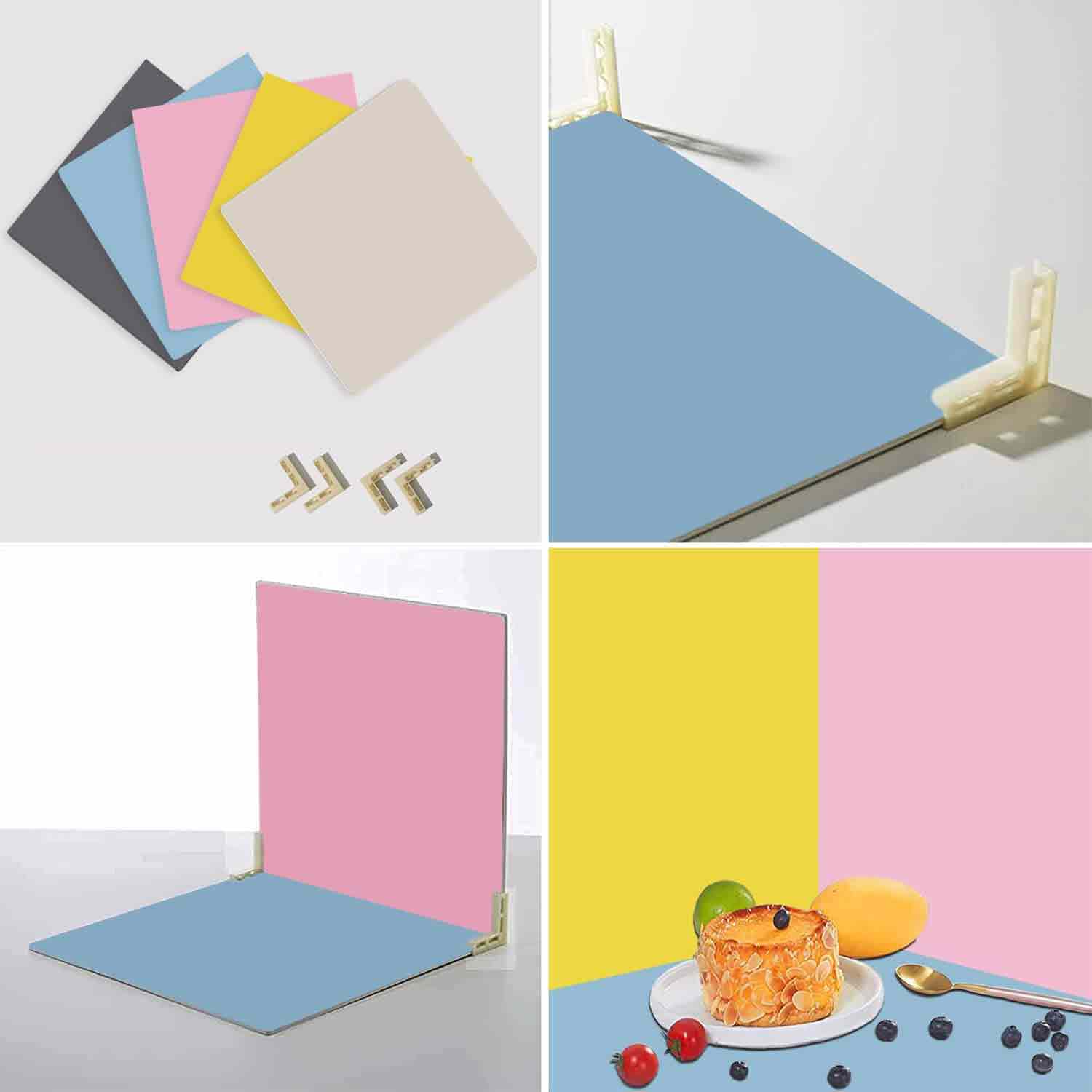 10 Patterns Double Sided Photography Background Boards with 3 brakets, Waterproof Reusable 16 x