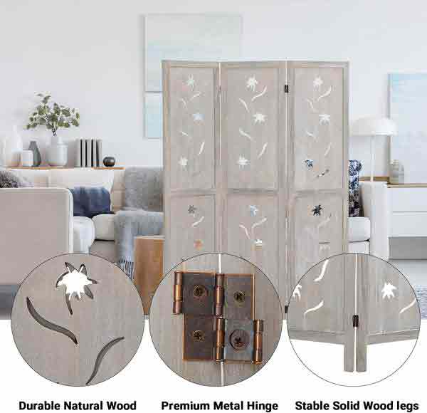 Wood Room Dividers, 3 Panel Room Dividers and Folding Privacy Screens