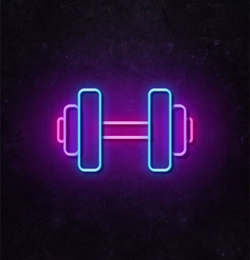 Dumbbell Neon Light, Sports Club, Bodybuilding, Fit, Multicolour, LED ...