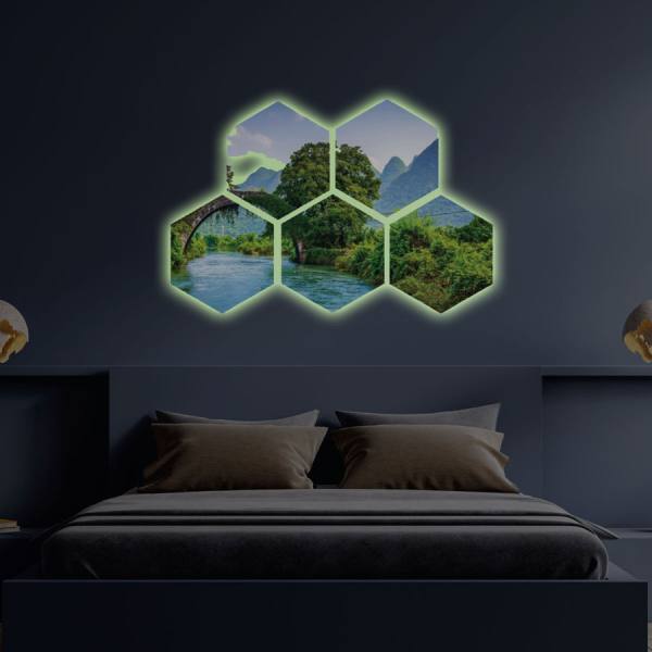 Green orders Hexagon Tree Painting / Artwork