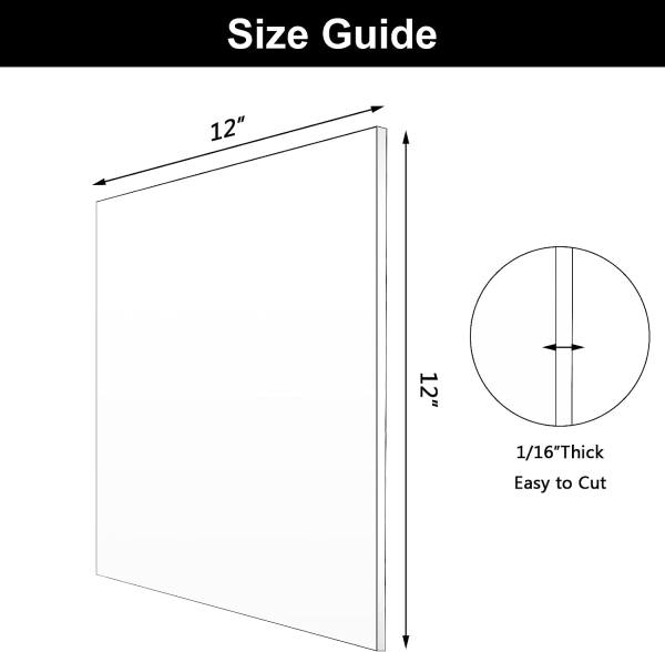 12 x 12 Inch Clear Acrylic Sheet Cast Acrylic Sheet 1/16 Inch Thick Square Acrylic Panel