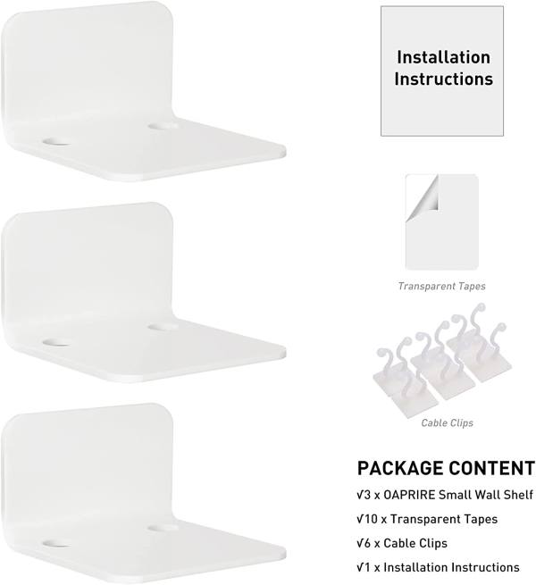 White Floating Wall Shelves Set of 3 for Security Cameras, Baby ...