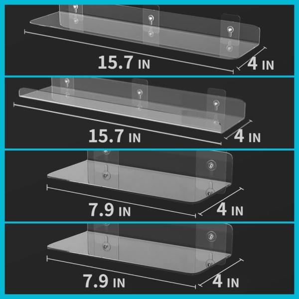 Acrylic Floating Shelves,Bathroom Shower Shelf,No Drill No Damage Wall