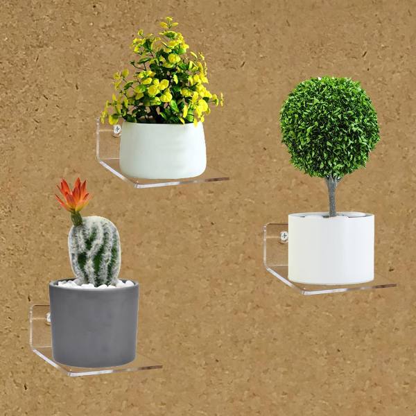 Small Adhesive Wall Shelves, 3Ledges, Acrylic Display Shelf Flexible