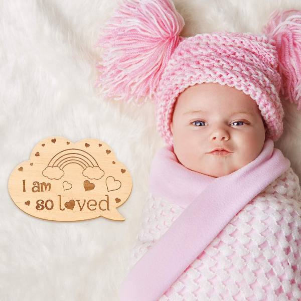 13 Pieces Baby Monthly Milestone Cards Wooden Baby Milestone Sign Baby