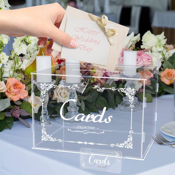 Wedding Card Box Acrylic Clear Card Boxes with Lock Rustic Money Box