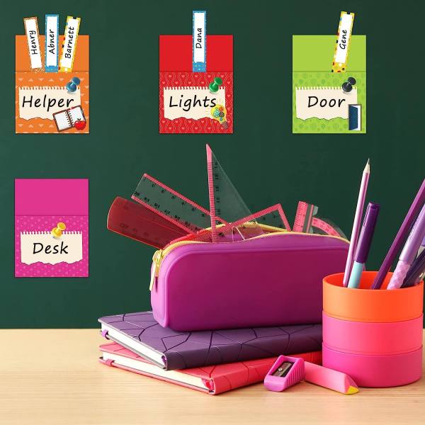 75 Pieces Class Jobs Bulletin Board Colorful Class Jobs Pocket Chart Set Teacher's Helper