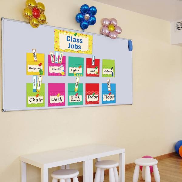 75 Pieces Class Jobs Bulletin Board Colorful Class Jobs Pocket Chart ...