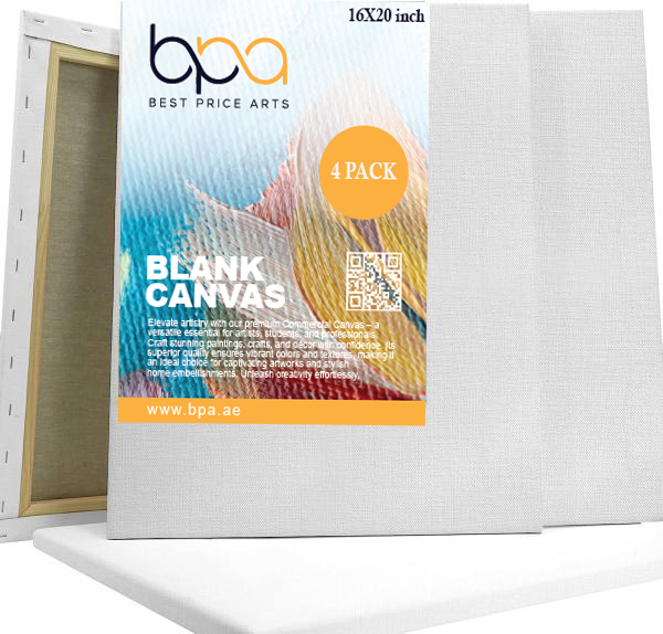 Linen Stretched Canvas for Painting 16x20 Inch 4 Pack 13 Oz