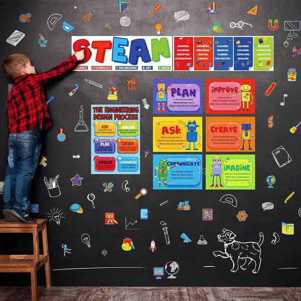 64 Pcs Stem Steam Science Posters Classroom Bulletin Board Decorations ...