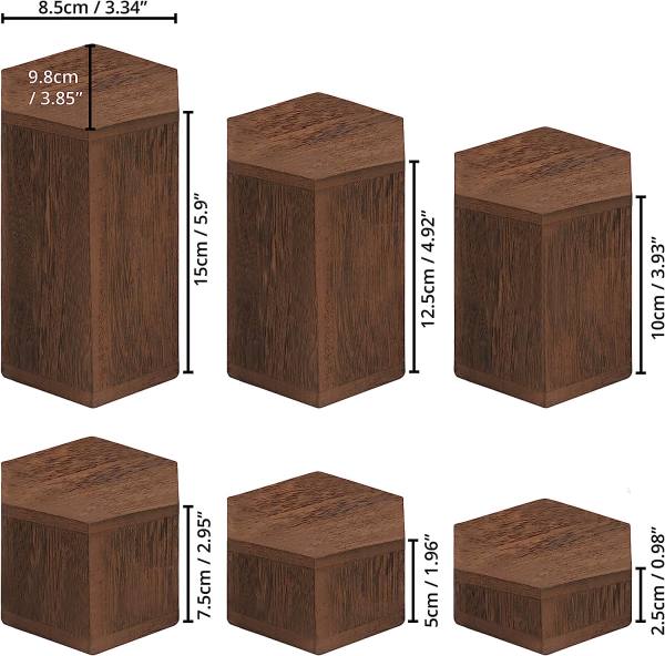 Wooden Hexagon Display Risers (6 Pack) Wood Showcase Stands for