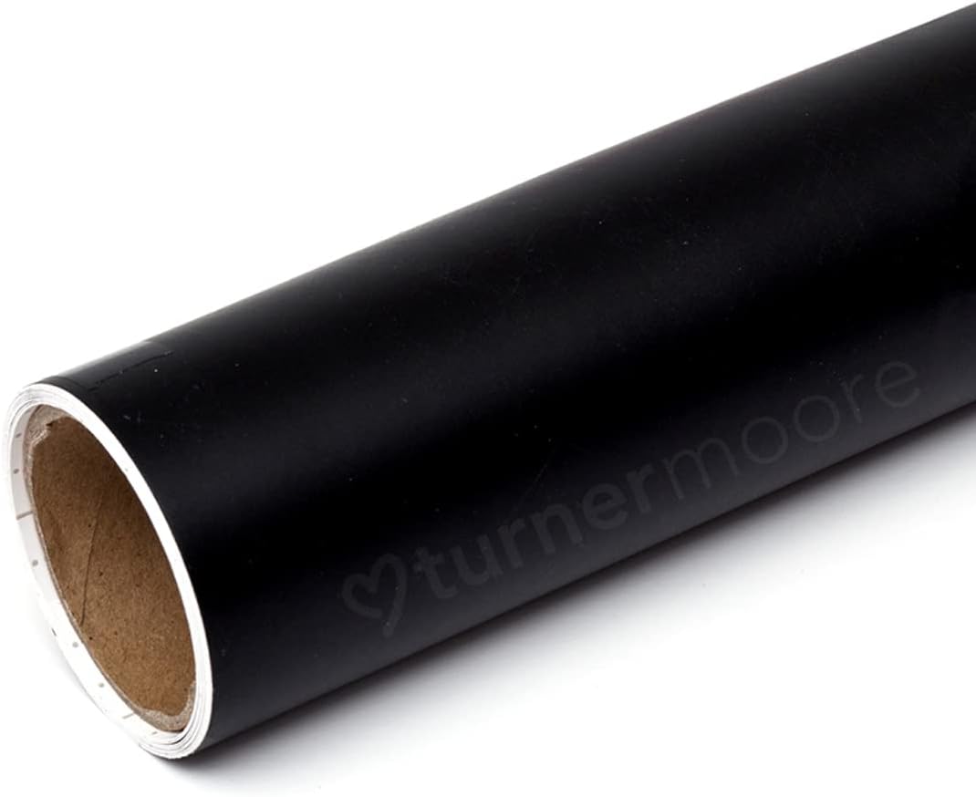 Matte Black Vinyl Adhesive Roll 12 by 15 FEET, Permanent Black Vinyl for  Automotive, Signs, Scrapbooking, Cricut, Silhouette Cameo, Plotters and Die